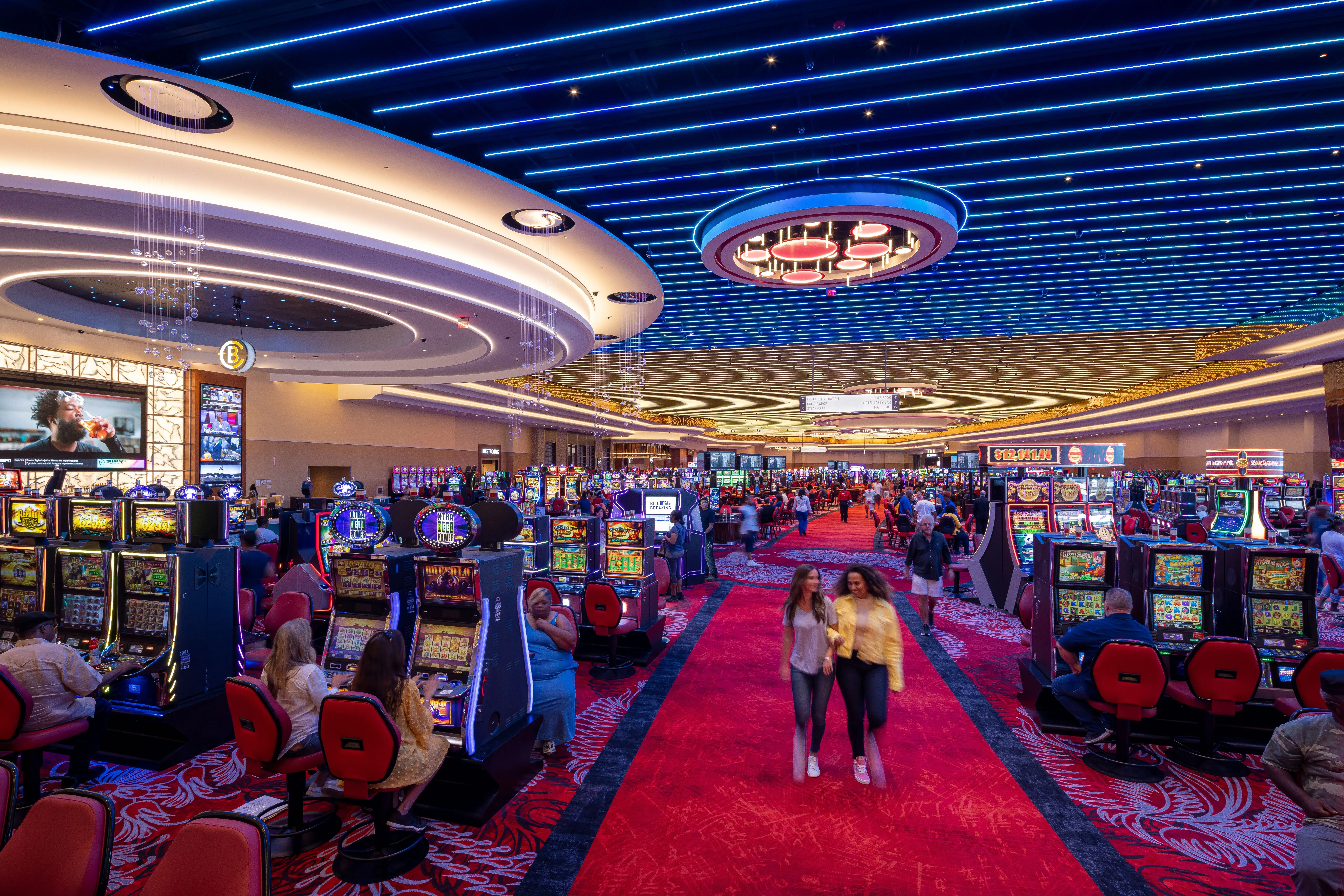 Ilustración luminosa de fichas y luces de casino